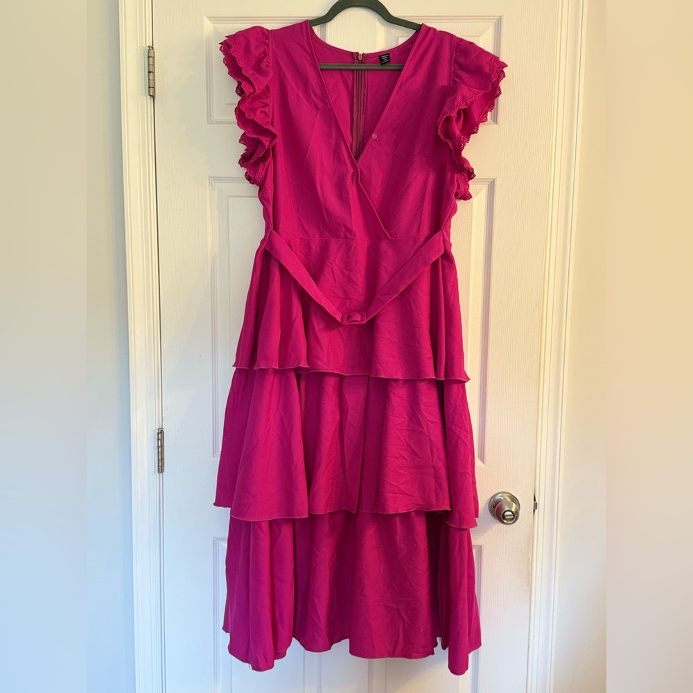 SHEIN Magenta Layered High Low Dress